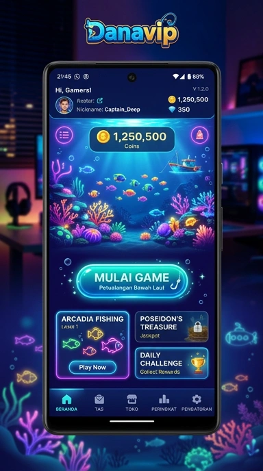 Layar utama danavip — antarmuka bersih setelah instalasi